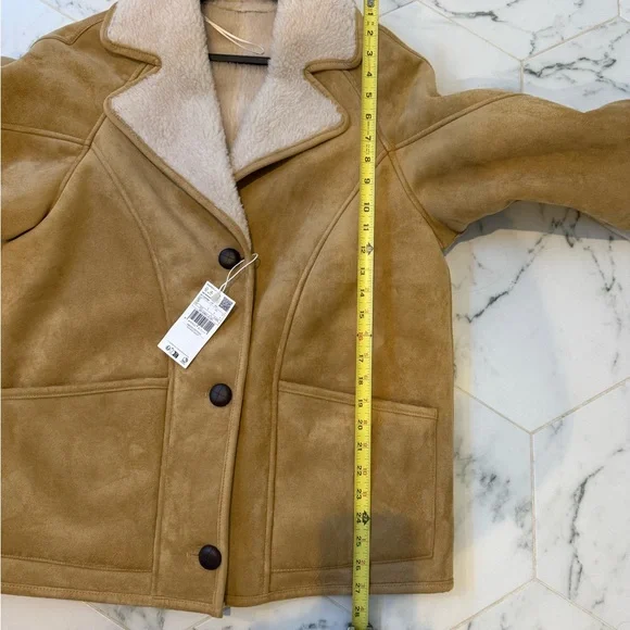 Mango Women's Tan Shearling Jacket Small NWT - Picture 5 of 6
